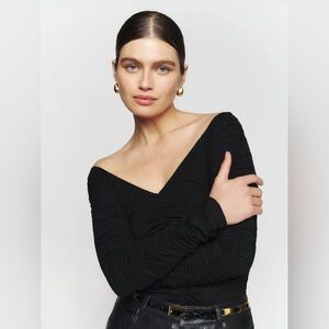 Reformation Leonora Knit Top in Black, size M